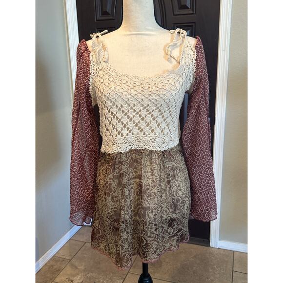 Billabong Boho Crocheted Sheer Top - Picture 1 of 6